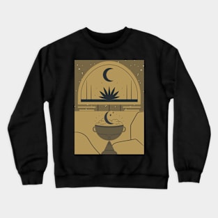 Pastel Spiritual Moon and Lotus Graphic Crewneck Sweatshirt